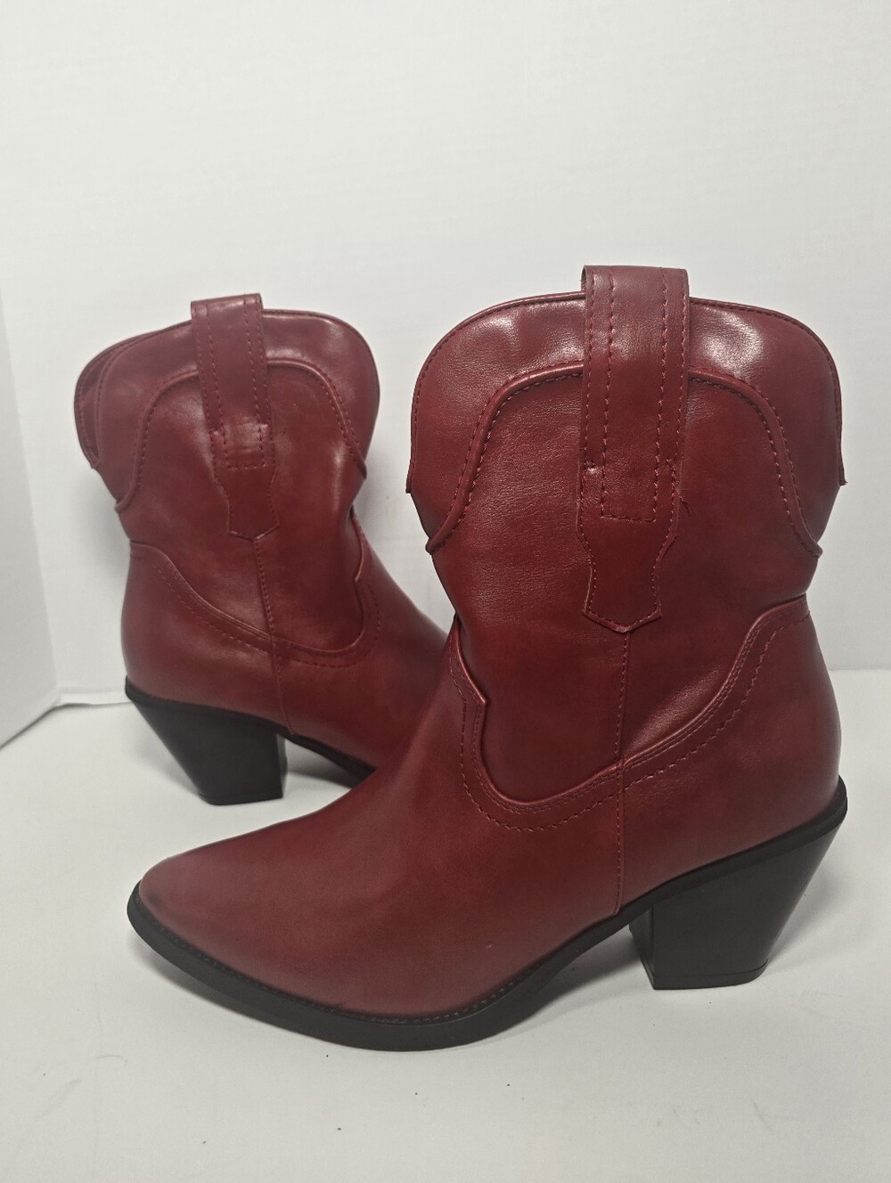 Dream Pairs Women's Red Mid-Calf Western Heeled Boots